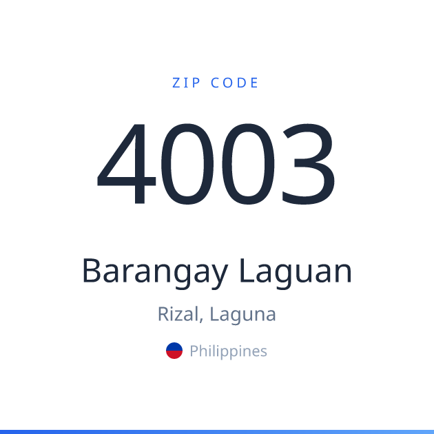 Shareable ZIP code 4003 card for Barangay Laguan, light theme