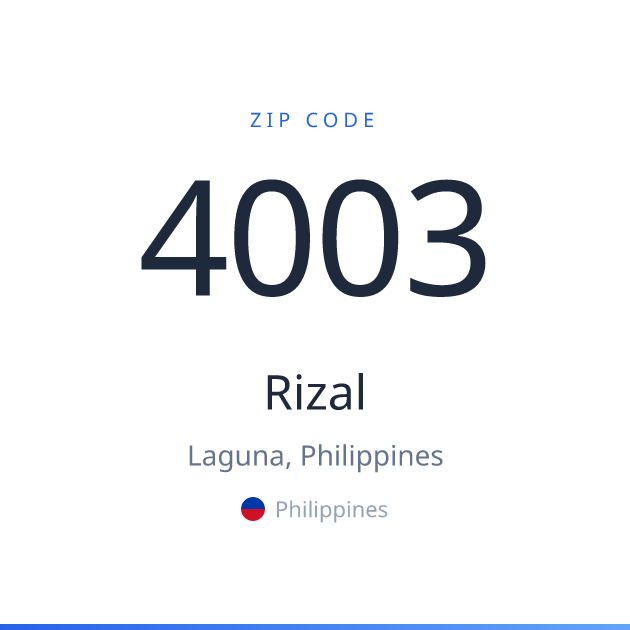 Shareable ZIP code 4003 card for Rizal, light theme