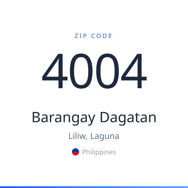 Shareable ZIP code 4004 card for Barangay Dagatan, light theme