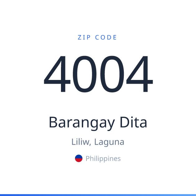 Shareable ZIP code 4004 card for Barangay Dita, light theme