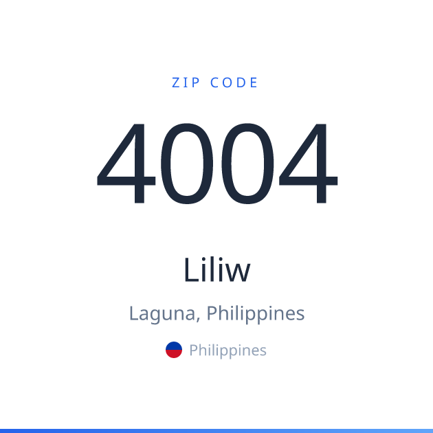Shareable ZIP code 4004 card for Liliw, light theme