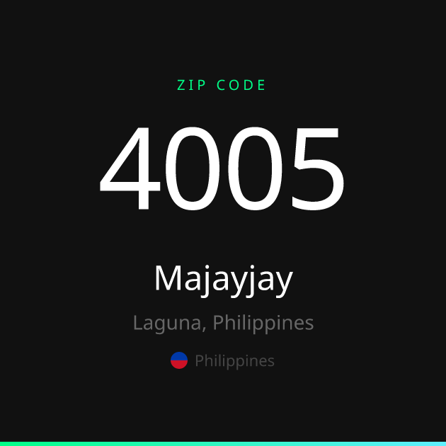 Shareable ZIP code 4005 card for Majayjay, dark theme