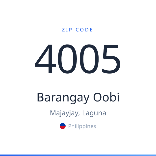 Shareable ZIP code 4005 card for Barangay Oobi, light theme