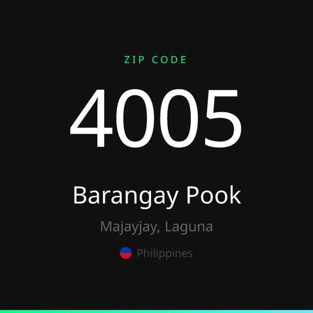 Shareable ZIP code 4005 card for Barangay Pook, dark theme