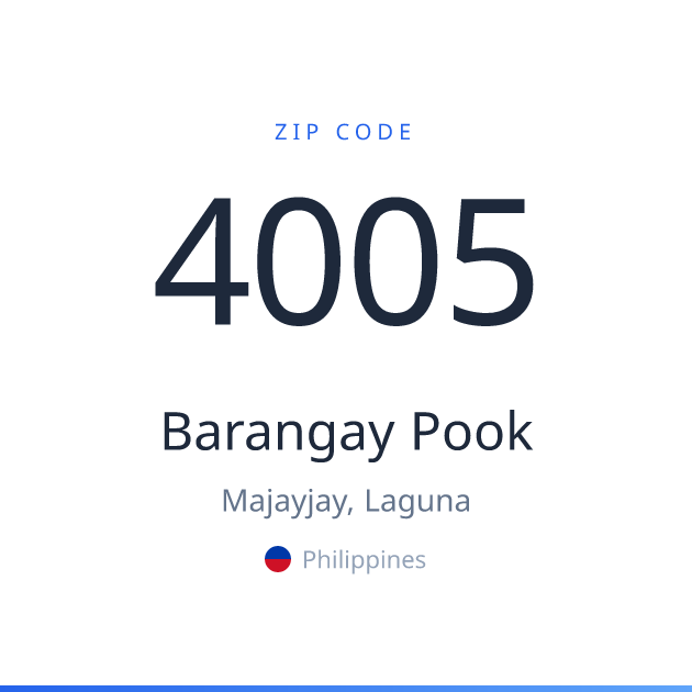 Shareable ZIP code 4005 card for Barangay Pook, light theme