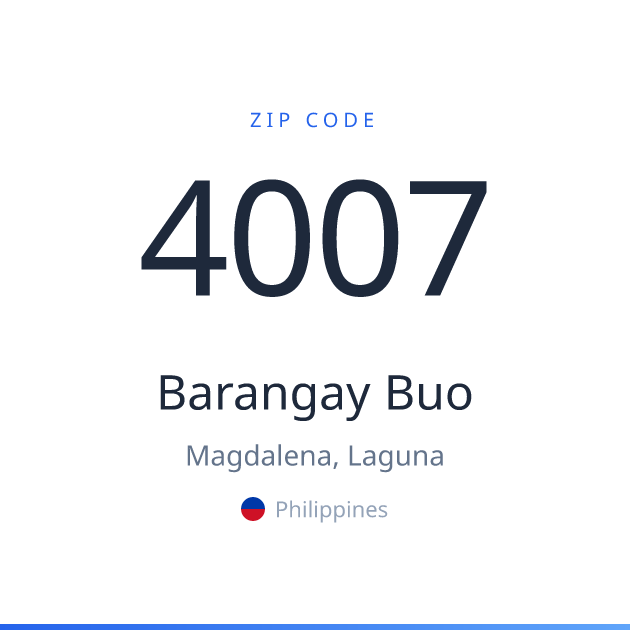 Shareable ZIP code 4007 card for Barangay Buo, light theme