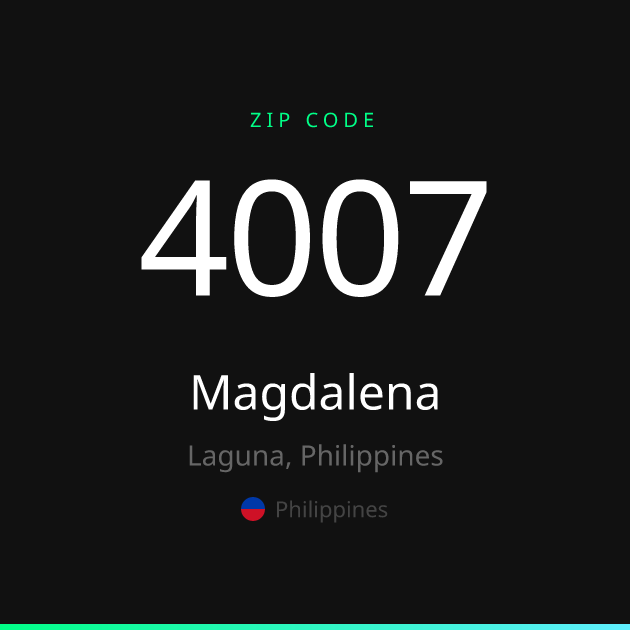 Shareable ZIP code 4007 card for Magdalena, dark theme