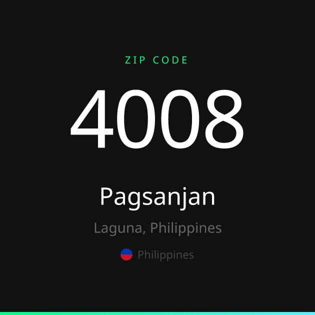 Shareable ZIP code 4008 card for Pagsanjan, dark theme