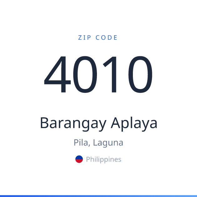 Shareable ZIP code 4010 card for Barangay Aplaya, light theme