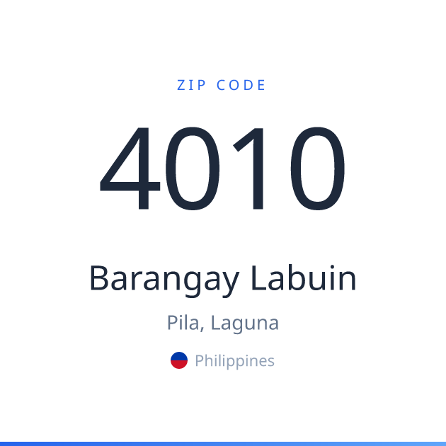 Shareable ZIP code 4010 card for Barangay Labuin, light theme