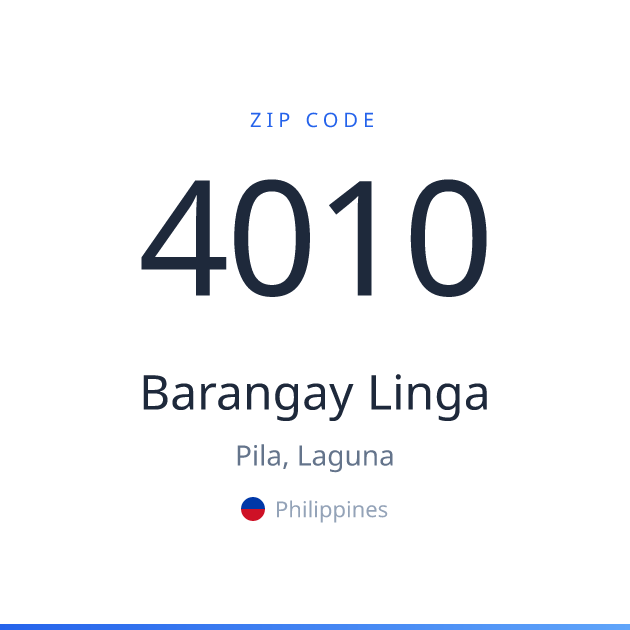 Shareable ZIP code 4010 card for Barangay Linga, light theme