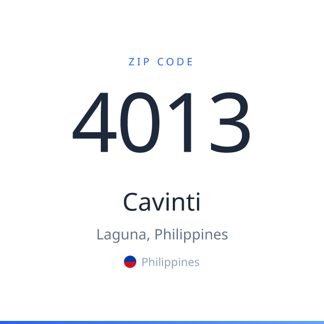 Shareable ZIP code 4013 card for Cavinti, light theme