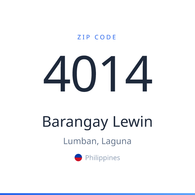 Shareable ZIP code 4014 card for Barangay Lewin, light theme