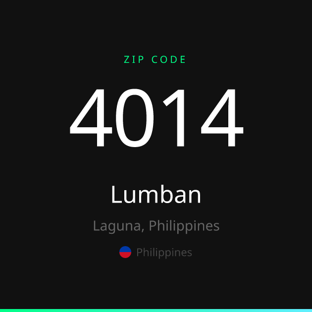 Shareable ZIP code 4014 card for Lumban, dark theme