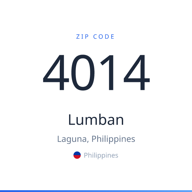 Shareable ZIP code 4014 card for Lumban, light theme
