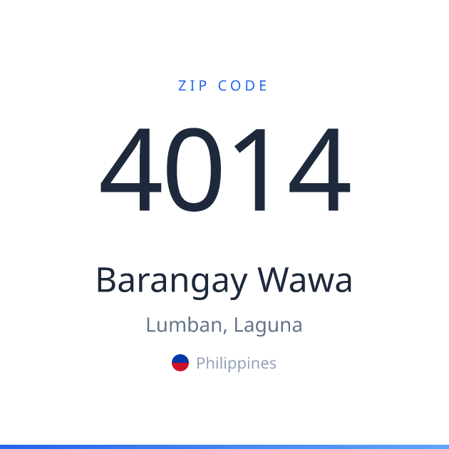 Shareable ZIP code 4014 card for Barangay Wawa, light theme