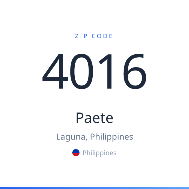 Shareable ZIP code 4016 card for Paete, light theme