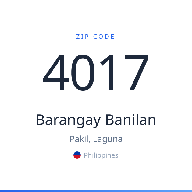 Shareable ZIP code 4017 card for Barangay Banilan, light theme