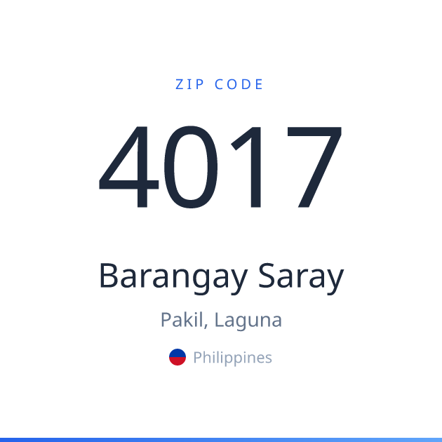 Shareable ZIP code 4017 card for Barangay Saray, light theme