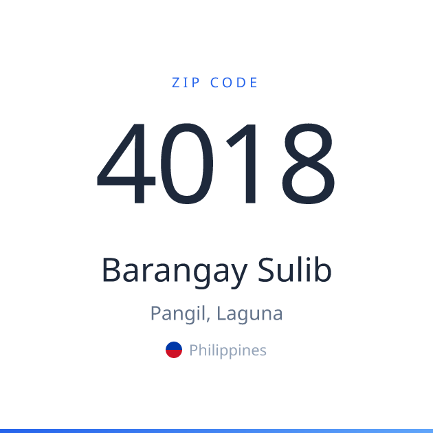 Shareable ZIP code 4018 card for Barangay Sulib, light theme