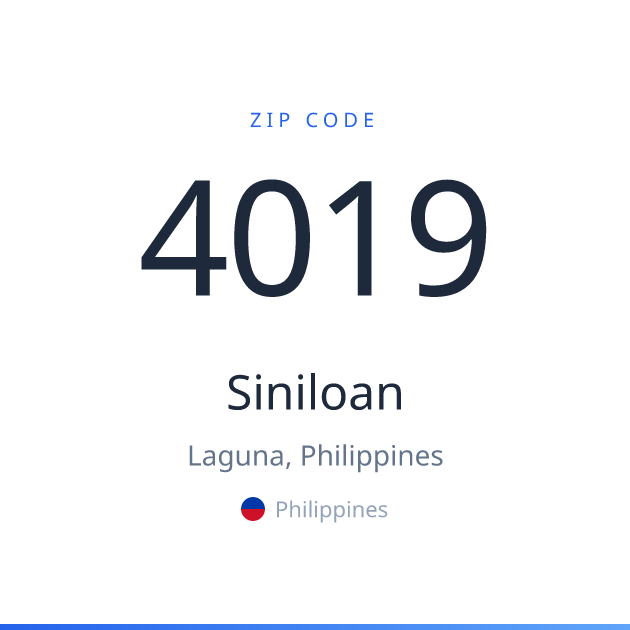 Shareable ZIP code 4019 card for Siniloan, light theme
