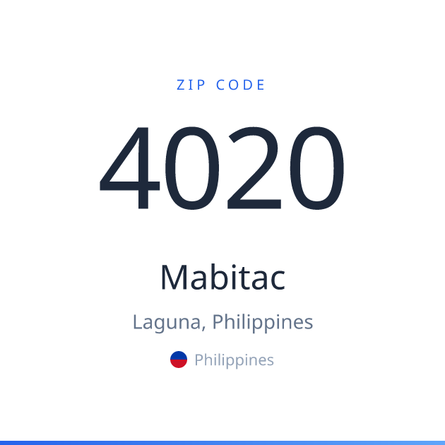 Shareable ZIP code 4020 card for Mabitac, light theme