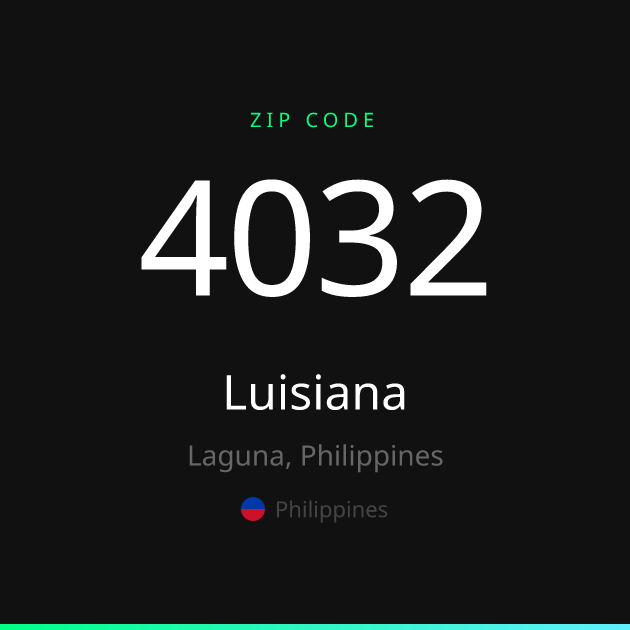 Shareable ZIP code 4032 card for Luisiana, dark theme