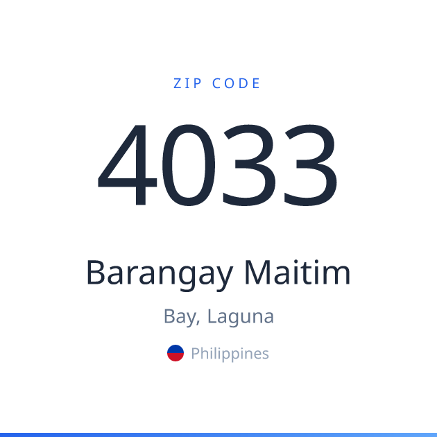 Shareable ZIP code 4033 card for Barangay Maitim, light theme