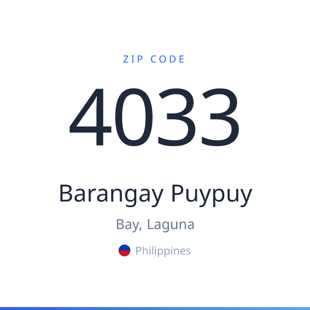 Shareable ZIP code 4033 card for Barangay Puypuy, light theme