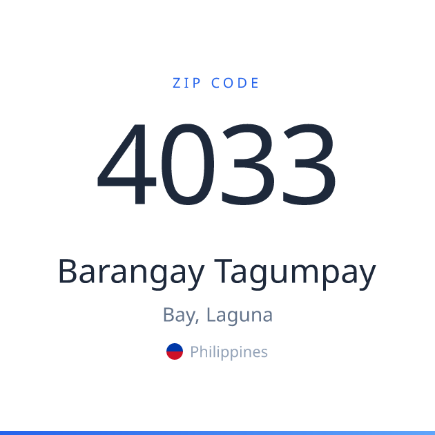 Shareable ZIP code 4033 card for Barangay Tagumpay, light theme