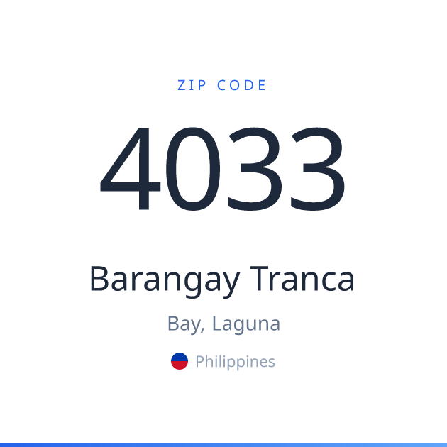 Shareable ZIP code 4033 card for Barangay Tranca, light theme