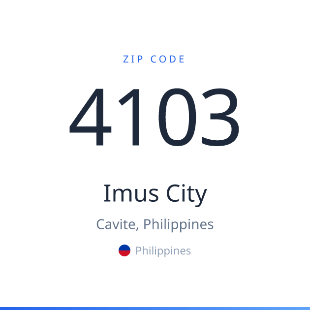 Shareable ZIP code 4103 card for Imus City, light theme