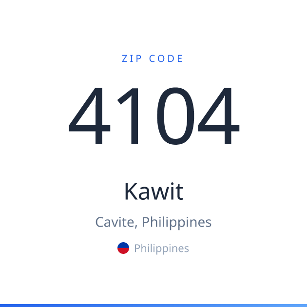Shareable ZIP code 4104 card for Kawit, light theme