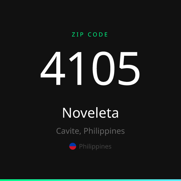 Shareable ZIP code 4105 card for Noveleta, dark theme