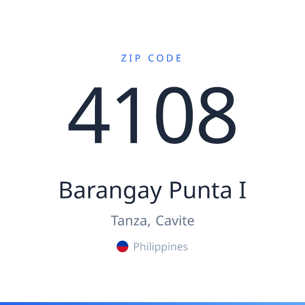 Shareable ZIP code 4108 card for Barangay Punta I, light theme