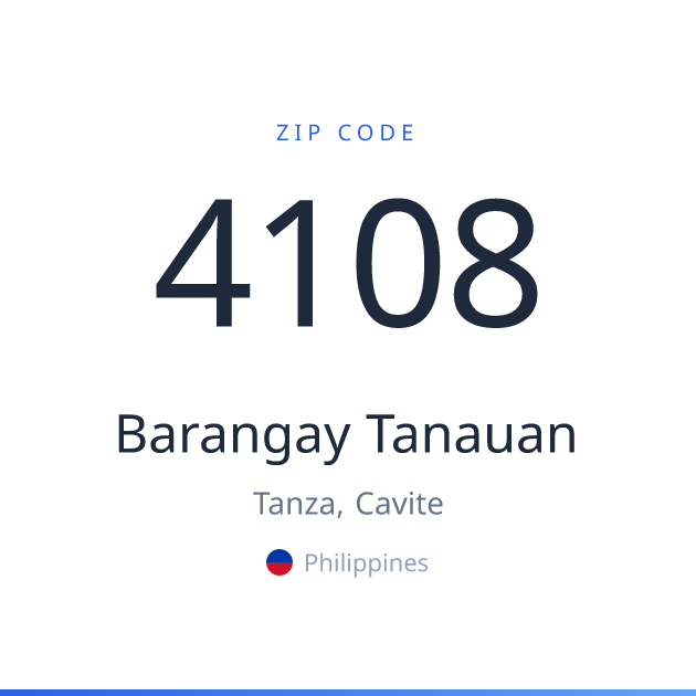 Shareable ZIP code 4108 card for Barangay Tanauan, light theme