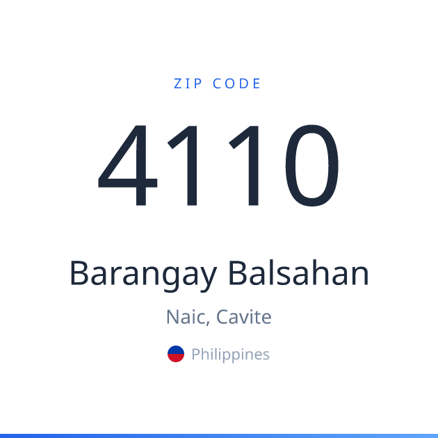 Shareable ZIP code 4110 card for Barangay Balsahan, light theme