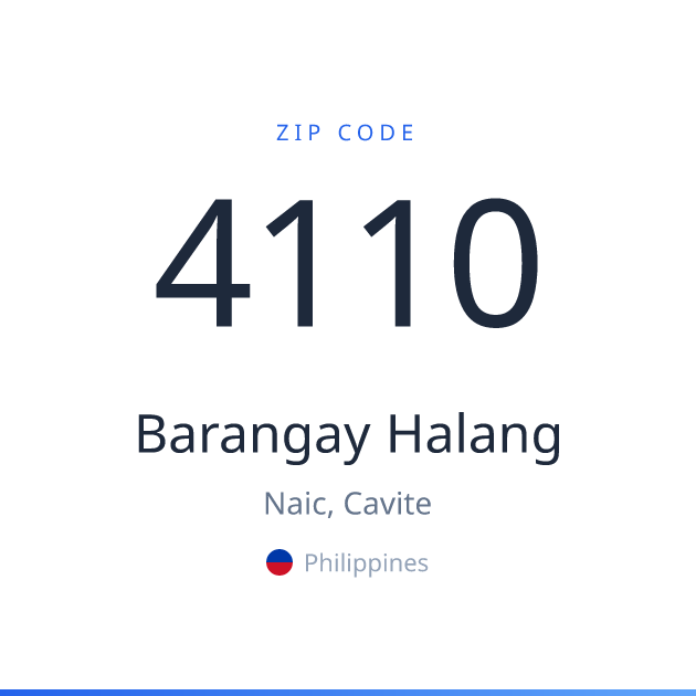 Shareable ZIP code 4110 card for Barangay Halang, light theme