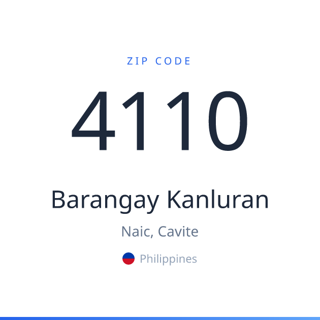 Shareable ZIP code 4110 card for Barangay Kanluran, light theme