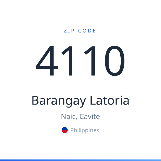 Shareable ZIP code 4110 card for Barangay Latoria, light theme