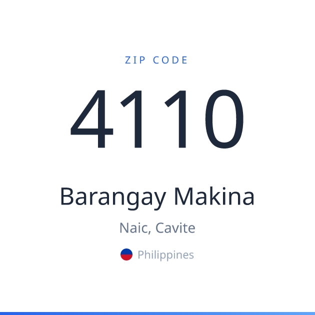 Shareable ZIP code 4110 card for Barangay Makina, light theme
