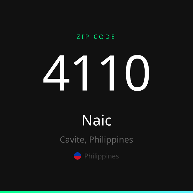 Shareable ZIP code 4110 card for Naic, dark theme