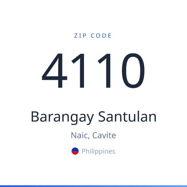 Shareable ZIP code 4110 card for Barangay Santulan, light theme