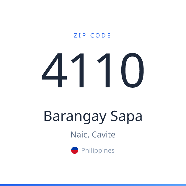 Shareable ZIP code 4110 card for Barangay Sapa, light theme