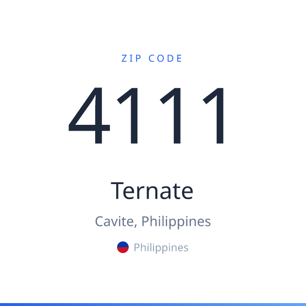 Shareable ZIP code 4111 card for Ternate, light theme