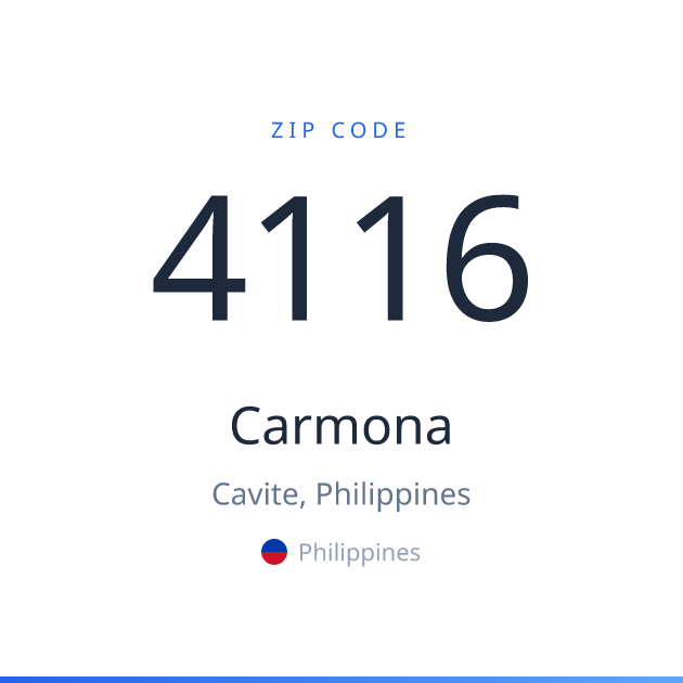 Shareable ZIP code 4116 card for Carmona, light theme