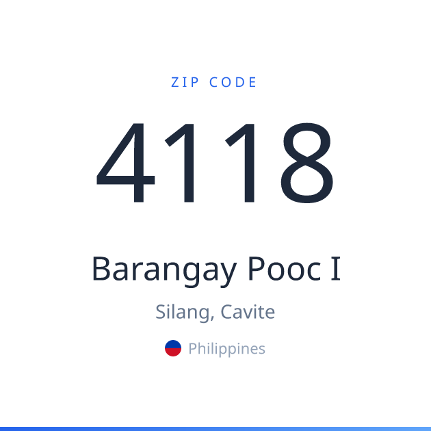 Shareable ZIP code 4118 card for Barangay Pooc I, light theme