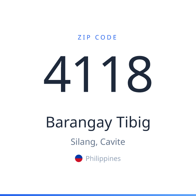 Shareable ZIP code 4118 card for Barangay Tibig, light theme