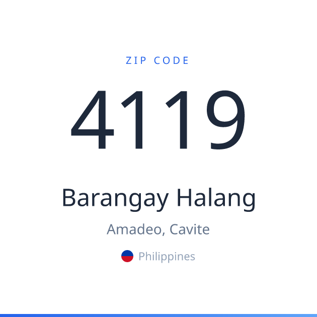 Shareable ZIP code 4119 card for Barangay Halang, light theme