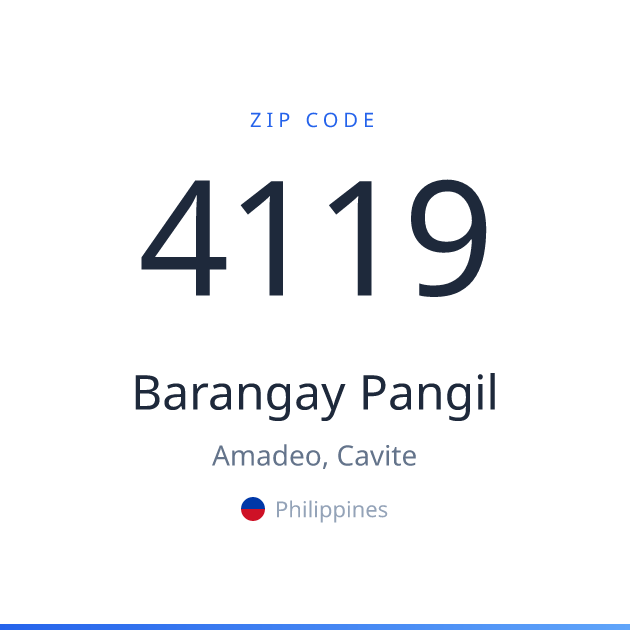 Shareable ZIP code 4119 card for Barangay Pangil, light theme